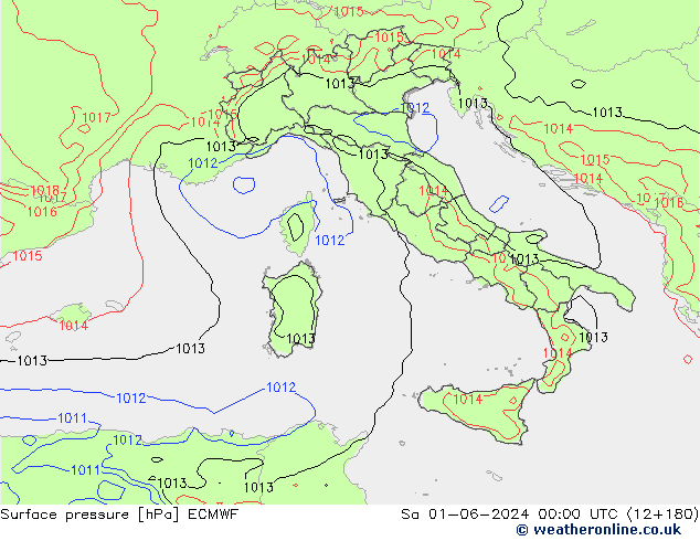 Bodendruck ECMWF Sa 01.06.2024 00 UTC