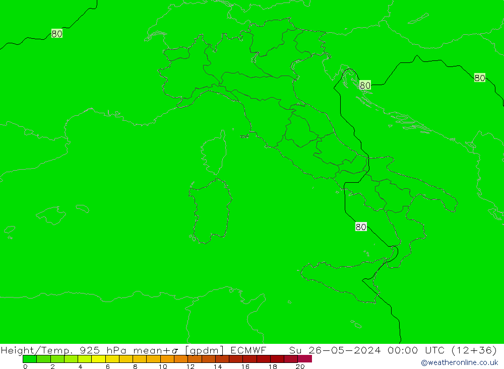 Height/Temp. 925 hPa ECMWF nie. 26.05.2024 00 UTC