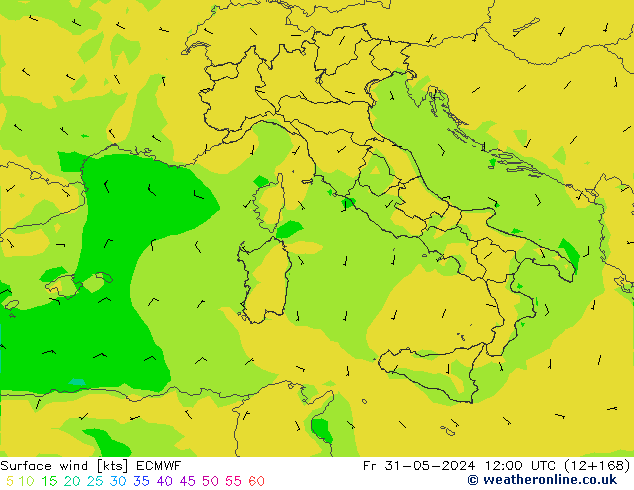 Surface wind ECMWF Fr 31.05.2024 12 UTC