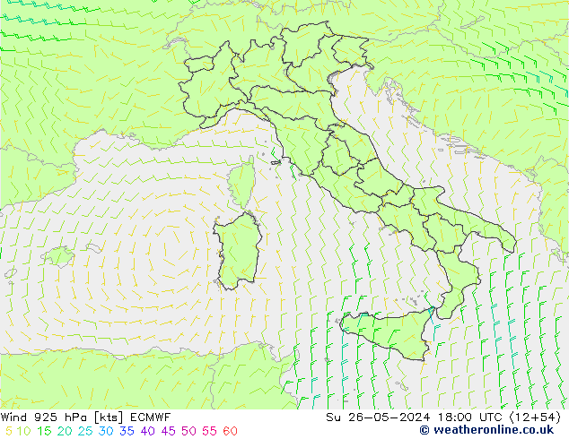 Rüzgar 925 hPa ECMWF Paz 26.05.2024 18 UTC