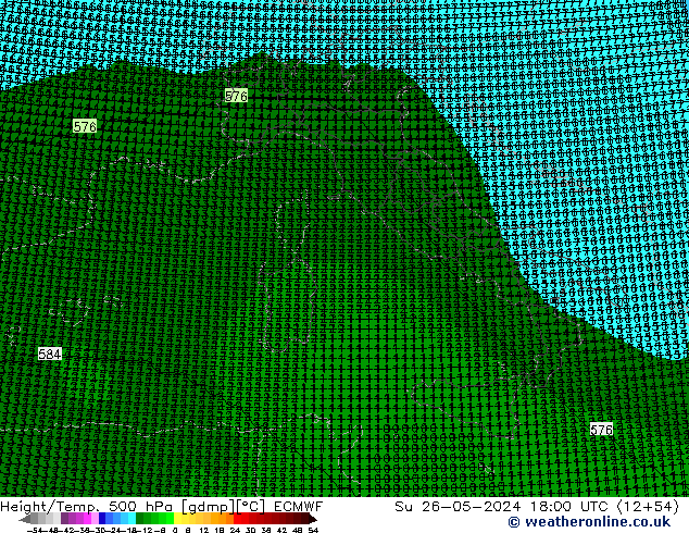 Geop./Temp. 500 hPa ECMWF dom 26.05.2024 18 UTC