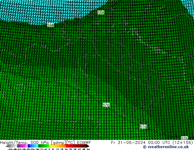 Height/Temp. 500 гПа ECMWF пт 31.05.2024 00 UTC