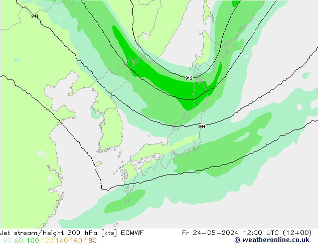 Jet stream ECMWF Sex 24.05.2024 12 UTC