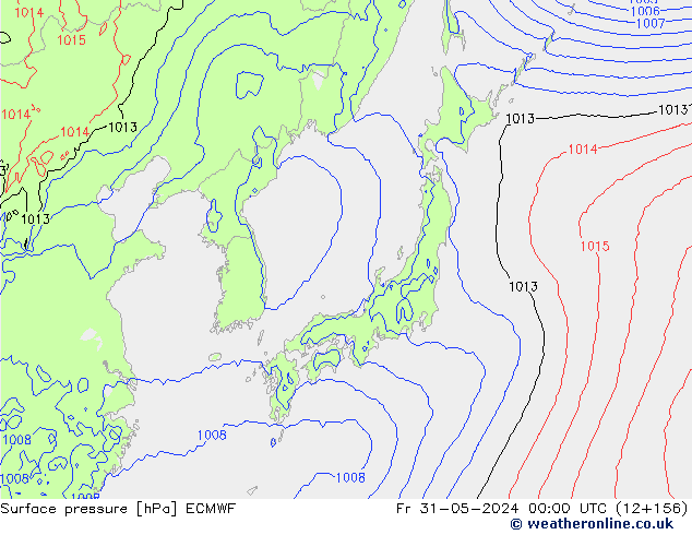 Surface pressure ECMWF Fr 31.05.2024 00 UTC