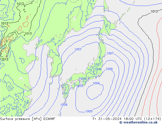 Luchtdruk (Grond) ECMWF vr 31.05.2024 18 UTC