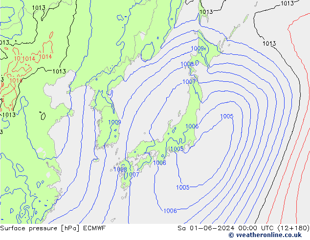 Atmosférický tlak ECMWF So 01.06.2024 00 UTC
