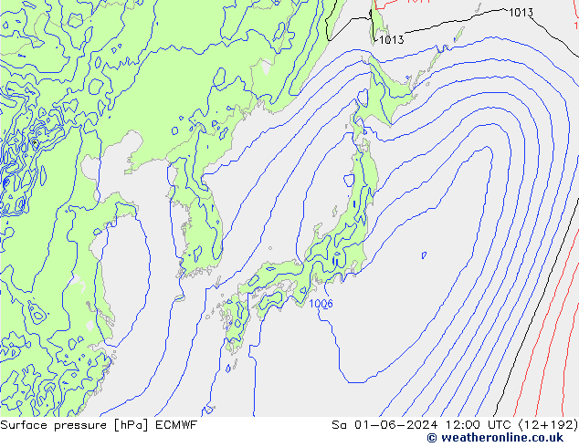 ciśnienie ECMWF so. 01.06.2024 12 UTC