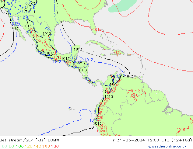 Jet stream ECMWF Sex 31.05.2024 12 UTC