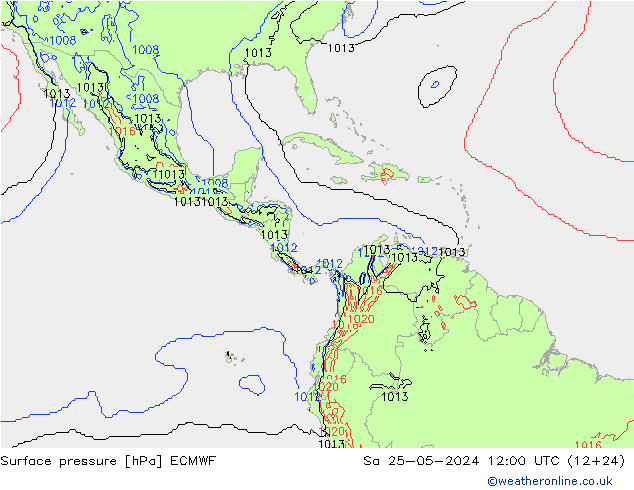 Surface pressure ECMWF Sa 25.05.2024 12 UTC