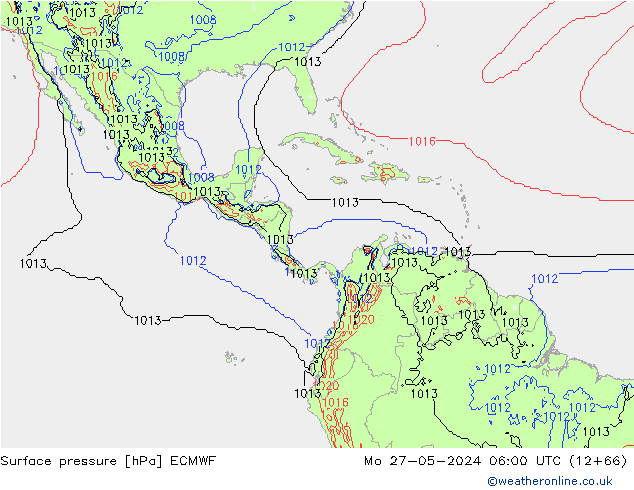 pressão do solo ECMWF Seg 27.05.2024 06 UTC