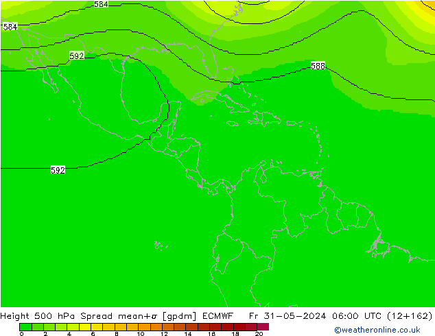 Height 500 hPa Spread ECMWF ven 31.05.2024 06 UTC