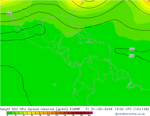 Height 500 hPa Spread ECMWF Fr 31.05.2024 12 UTC