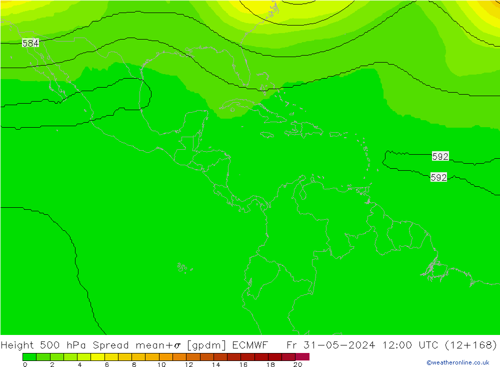 Height 500 hPa Spread ECMWF Fr 31.05.2024 12 UTC