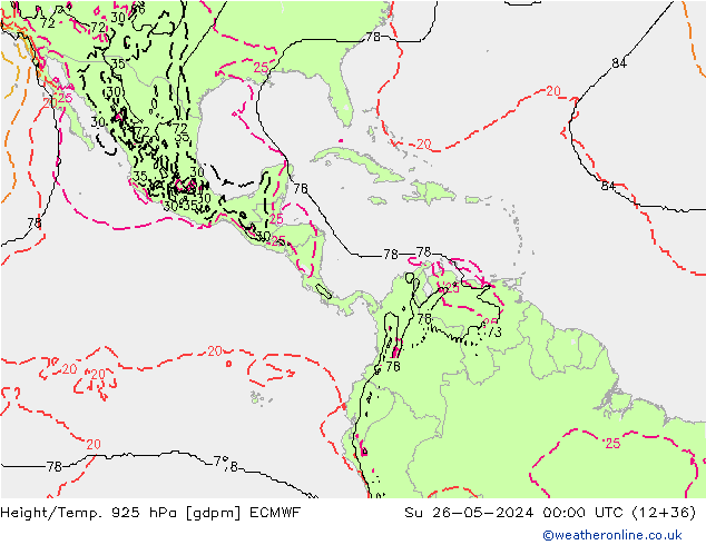 Height/Temp. 925 hPa ECMWF So 26.05.2024 00 UTC