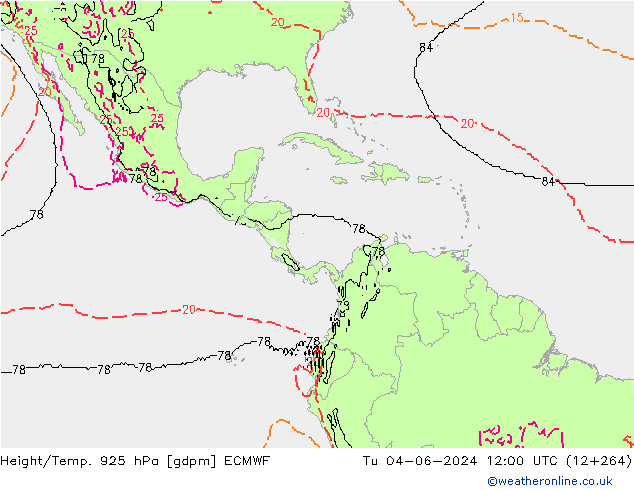 Height/Temp. 925 hPa ECMWF Ter 04.06.2024 12 UTC