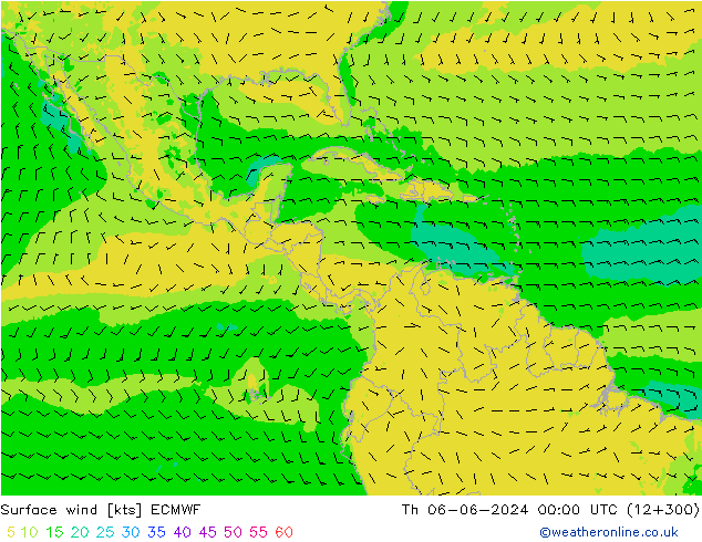 Wind 10 m ECMWF do 06.06.2024 00 UTC