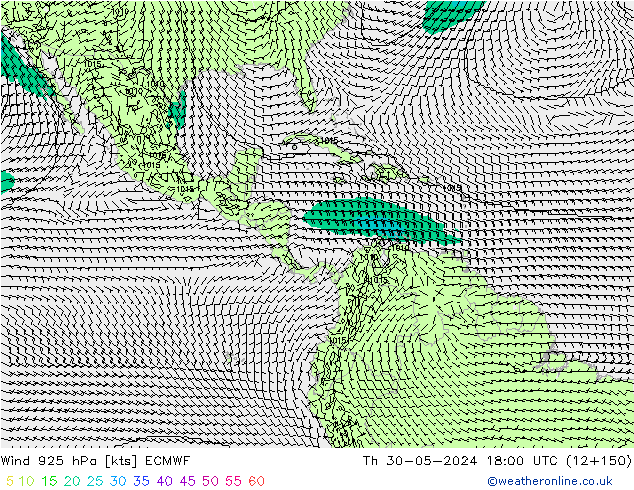 Wind 925 hPa ECMWF do 30.05.2024 18 UTC