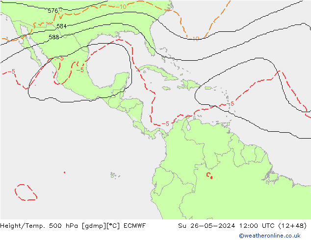 Height/Temp. 500 гПа ECMWF Вс 26.05.2024 12 UTC