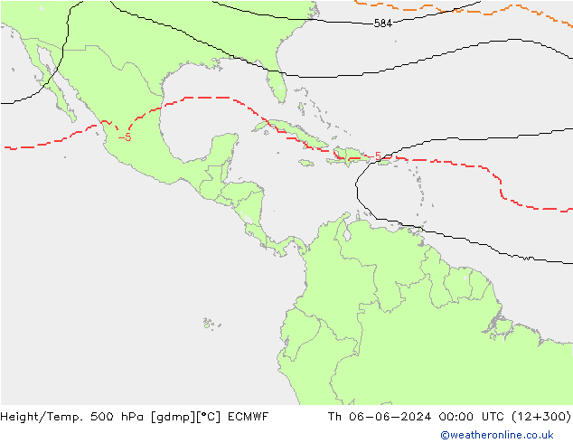 Hoogte/Temp. 500 hPa ECMWF do 06.06.2024 00 UTC