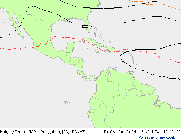 Height/Temp. 500 hPa ECMWF Čt 06.06.2024 12 UTC