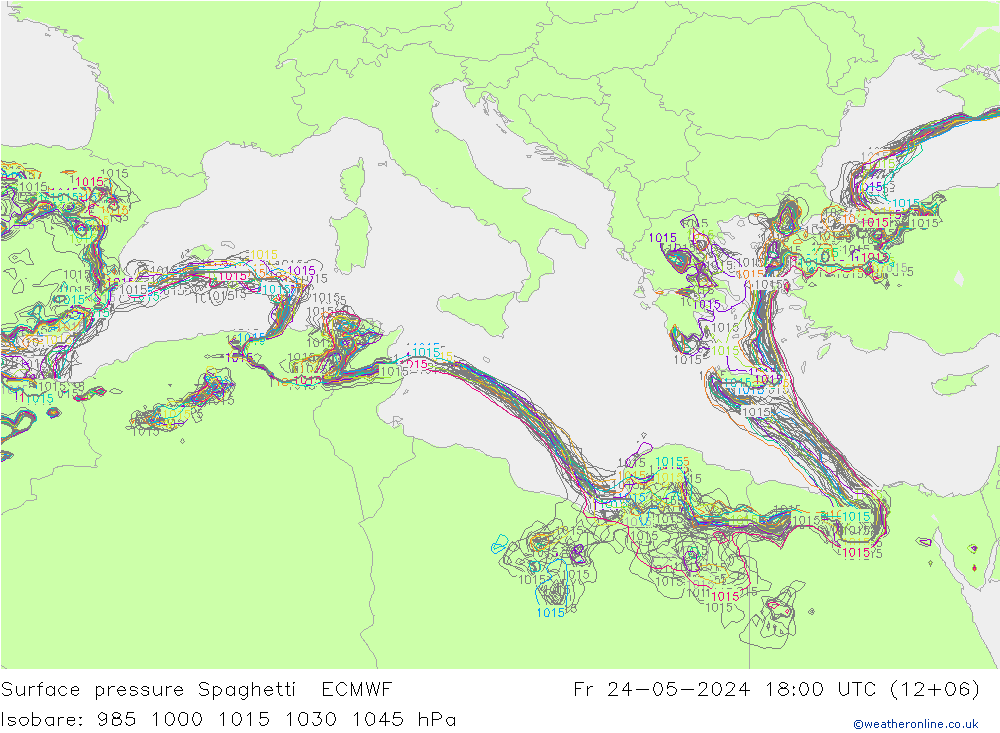 Yer basıncı Spaghetti ECMWF Cu 24.05.2024 18 UTC