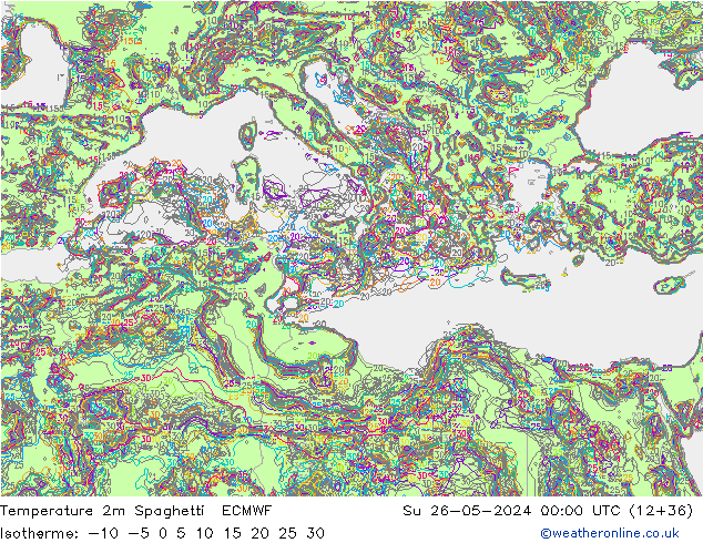 Sıcaklık Haritası 2m Spaghetti ECMWF Paz 26.05.2024 00 UTC
