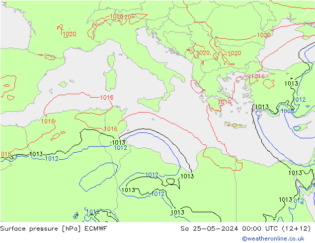 Surface pressure ECMWF Sa 25.05.2024 00 UTC