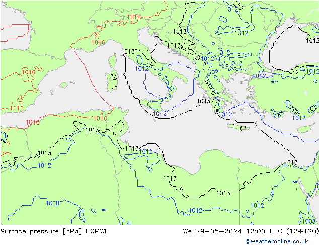 Pressione al suolo ECMWF mer 29.05.2024 12 UTC