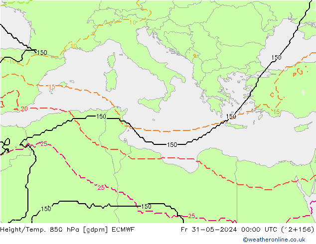 Height/Temp. 850 hPa ECMWF Pá 31.05.2024 00 UTC