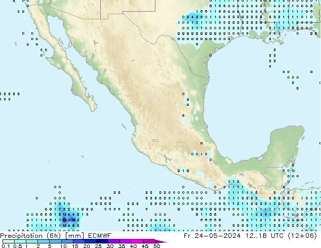 Précipitation (6h) ECMWF ven 24.05.2024 18 UTC