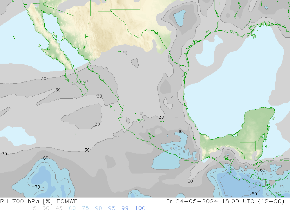 RH 700 hPa ECMWF Fr 24.05.2024 18 UTC