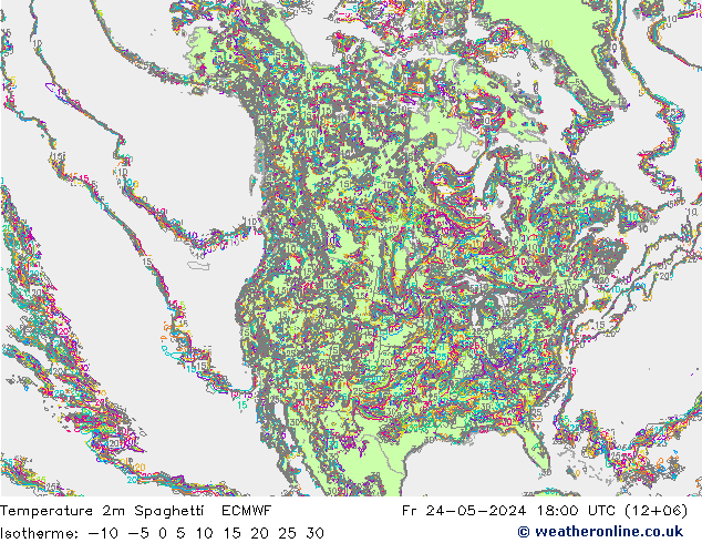 Temperaturkarte Spaghetti ECMWF Fr 24.05.2024 18 UTC