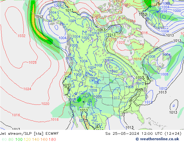 Polarjet/Bodendruck ECMWF Sa 25.05.2024 12 UTC