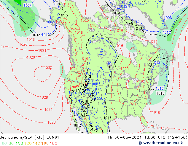 Jet stream/SLP ECMWF Th 30.05.2024 18 UTC