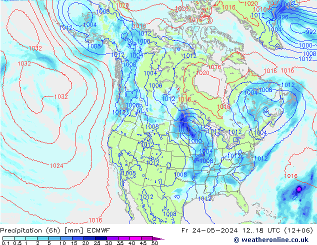 降水量 (6h) ECMWF 星期五 24.05.2024 18 UTC