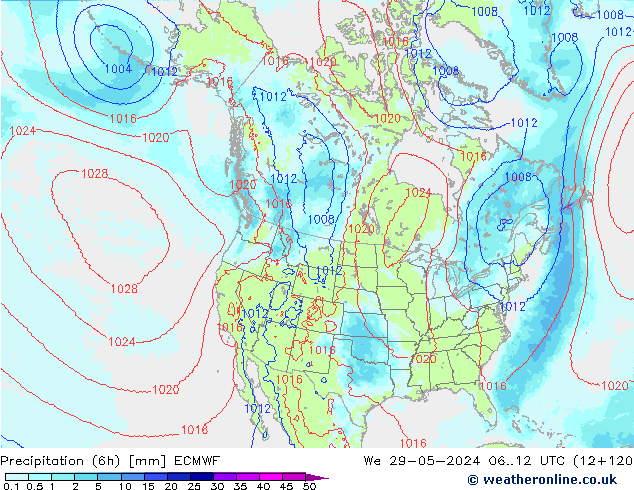 Precipitation (6h) ECMWF We 29.05.2024 12 UTC