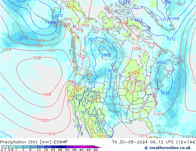 осадки (6h) ECMWF чт 30.05.2024 12 UTC