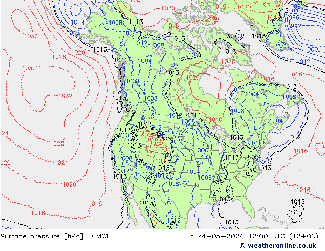 Luchtdruk (Grond) ECMWF vr 24.05.2024 12 UTC