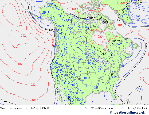 Surface pressure ECMWF Sa 25.05.2024 00 UTC