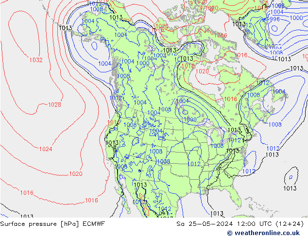 Pressione al suolo ECMWF sab 25.05.2024 12 UTC