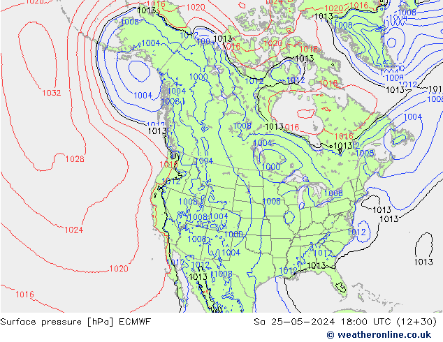 приземное давление ECMWF сб 25.05.2024 18 UTC