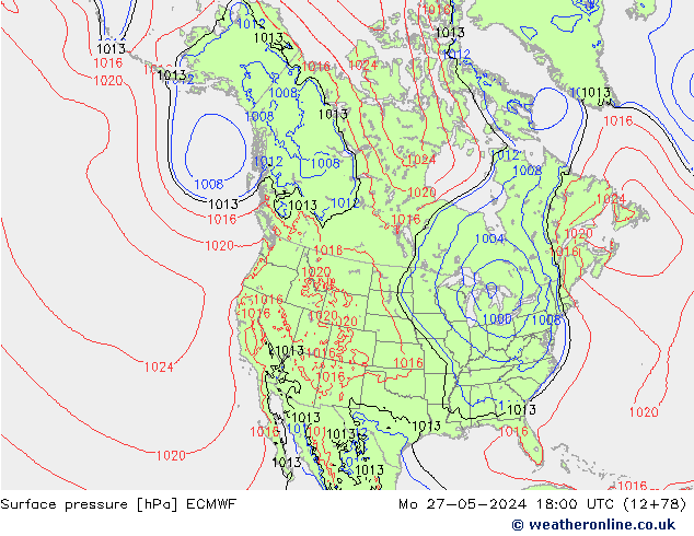 pressão do solo ECMWF Seg 27.05.2024 18 UTC