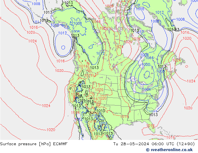 Yer basıncı ECMWF Sa 28.05.2024 06 UTC