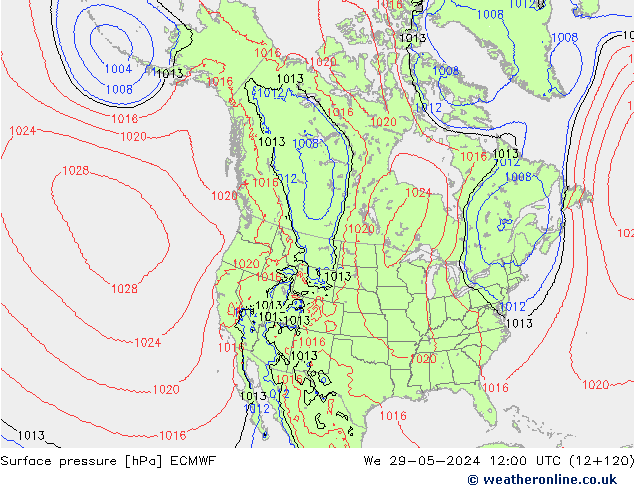 pressão do solo ECMWF Qua 29.05.2024 12 UTC