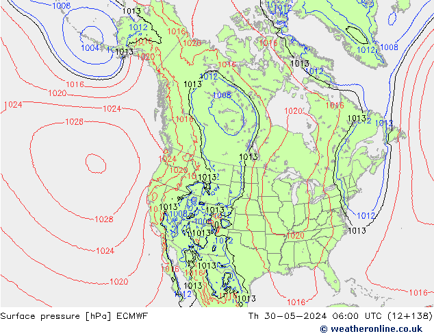 Luchtdruk (Grond) ECMWF do 30.05.2024 06 UTC