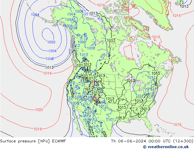 Pressione al suolo ECMWF gio 06.06.2024 00 UTC