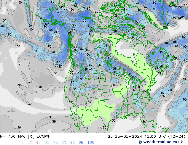 RH 700 hPa ECMWF  25.05.2024 12 UTC