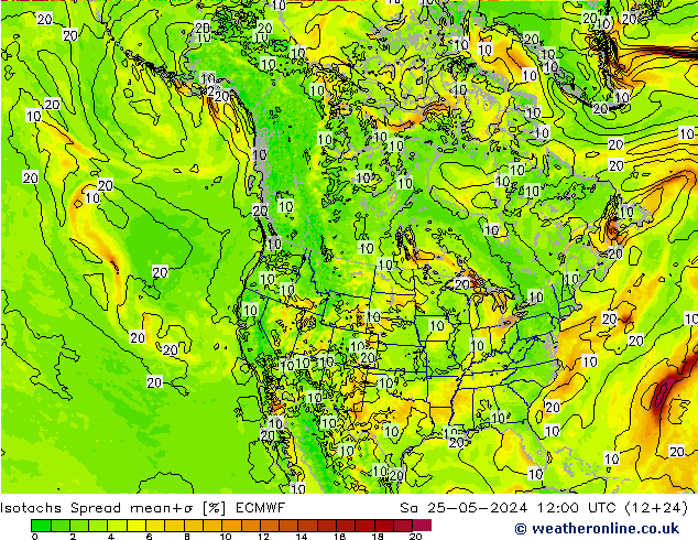 Isotaca Spread ECMWF sáb 25.05.2024 12 UTC