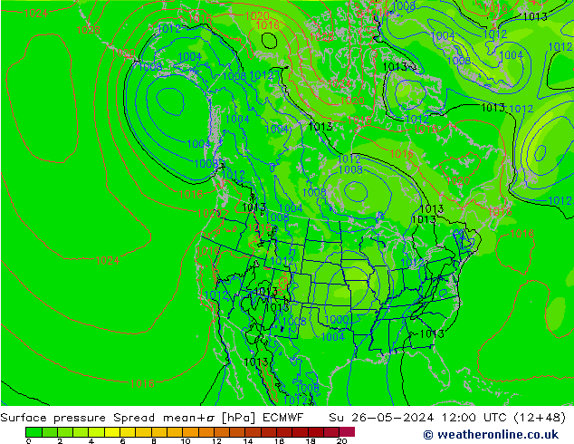 приземное давление Spread ECMWF Вс 26.05.2024 12 UTC