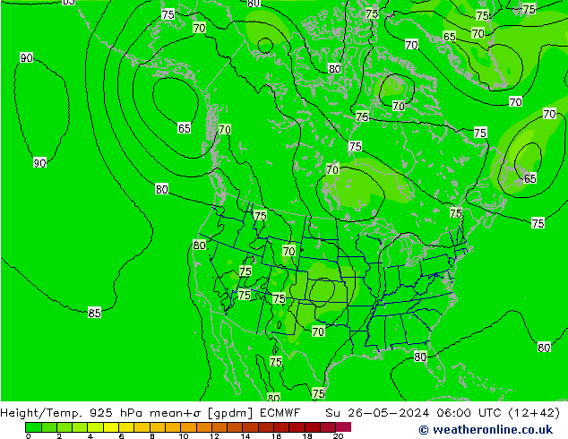 Geop./Temp. 925 hPa ECMWF dom 26.05.2024 06 UTC